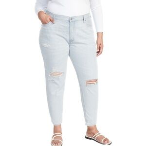 OLD Navy Mid-Rise Button-Fly Slouchy Taper Cropped Ripped Non-Stretch Jeans